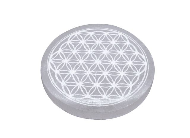 Plaque Sélénite Fleur de Vie 10cm